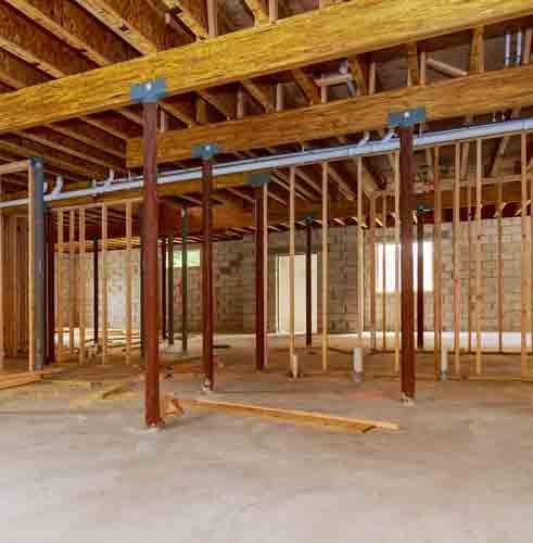 Structural basement beams and columns