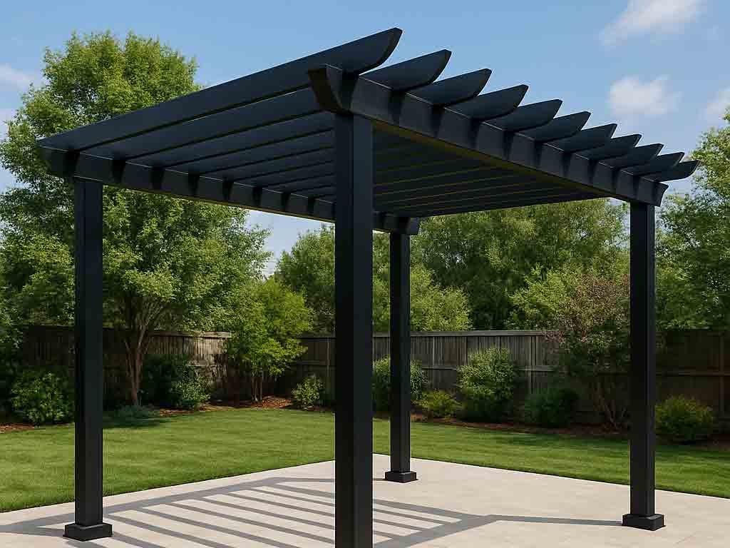 Custom steel pergola fabricated by TCB Metal Works